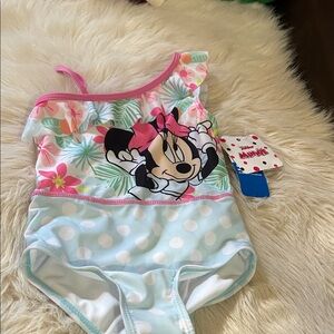 Disney Minnie Mouse Floral and Polka Dot Swimsuit